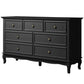 May in Color 7 Drawer Dresser with Solid Wood Legs for Bedroom, Living Room, Hallway, Black