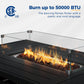 Superjoe 54” Rectangular Propane Fire Pit Table with Stainless Burner Waterproof Cover