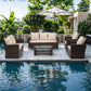 5 Piece Outdoor Patio Furniture Sets, Wicker Conversation Set for Porch Deck,Rattan Sofa Chair with Cushion