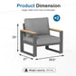 Heynemo Aluminum Outdoor Armchair, 2 Pieces All-Weather Metal Patio Single Sofa, Patio Conversation Set for Porch Backyard Garden, Grey