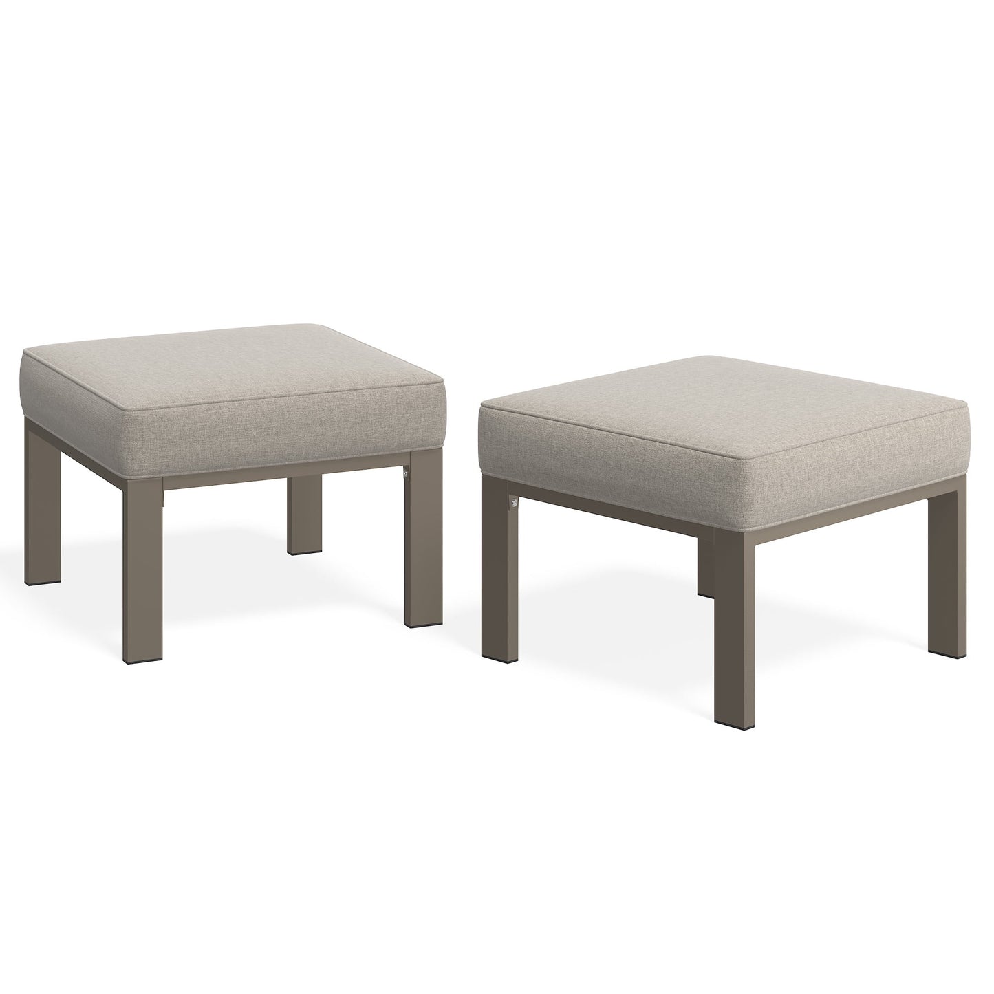 Heynemo Patio Furniture Footstools Metal Ottomans Set of 2, Metal Outdoor Ottomans with Upgraded Cushions, All-weather Outdoor Footrest Seat for Balcony, Garden, Deck, Backyard, Beige