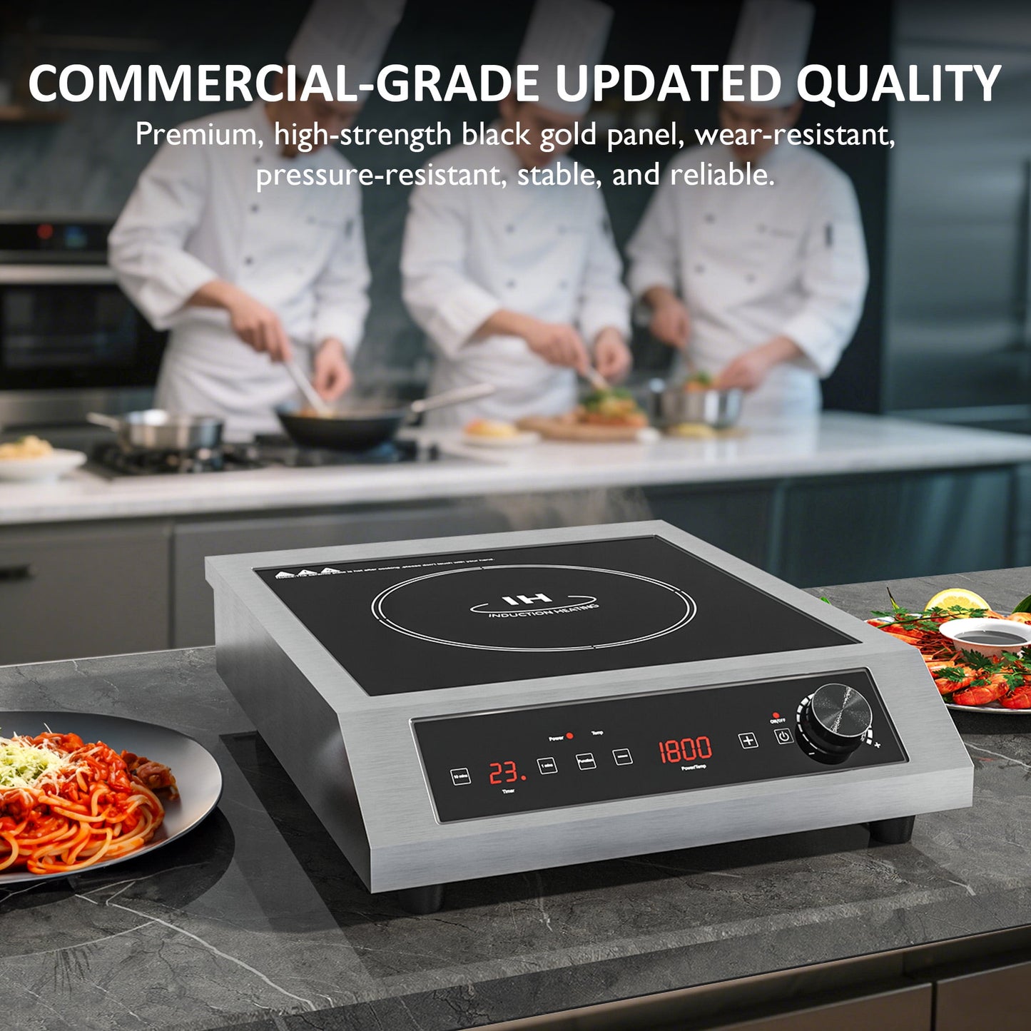 Sunvivi 1800W Portable Induction Cooktop, Commercial-Grade Electric Countertop Burner with Timer, Induction Hot Plate with LED Screen, 10 Power(100W-1800W), 14 Temp Setting(140¡ãF-536¡ãF),Black