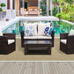 All-Weather Outdoor Patio Furniture Set - 4-Piece Wicker Rattan Sectional Conversation Set with Table and Cushions, Gray