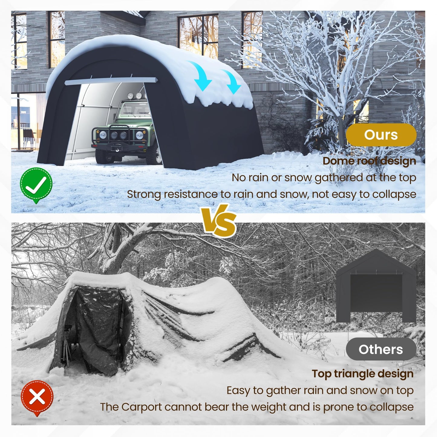 Heynemo 13' x 20' Heavy Duty Carport with Weatherproof PE Cover and Steel Frame, Portable Outdoor Car Canopy Party Tent with 2 Roll up Doors