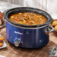 Heynemo 4 Quart Slow Cooker, Mini Food Warmer with Removable Ceramic Pot, 3 Heat Settings, Dishwasher Safe Lid, Stainless Steel, Blue