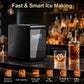 Sunvivi Clear Ice Maker for Home ÿ Compact Countertop Ice Machine with 1.6" Square Ice Cubes, Self-Cleaning, LED Light & Timer, Portable Electric Ice Maker for Kitchen, Bar, RV, Black