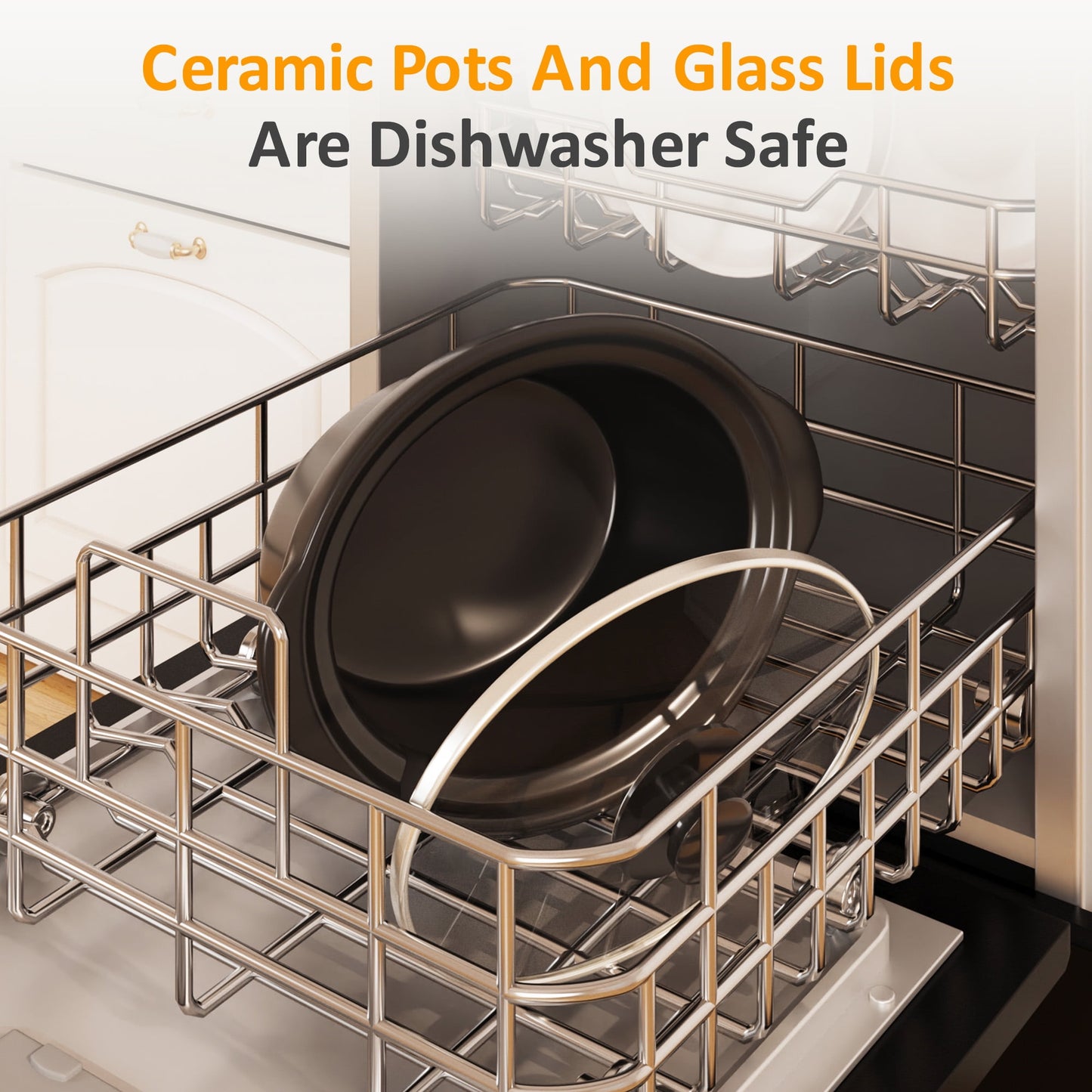 Sunvivi 3-in-1 Crock Pot Slow Cooker, 4.5QT Buffet Server and Food Warmer with 3 Removable Ceramic Pots, Crockpot with 3 Spoons and Lid Rests for Parties, Picnics, Grey