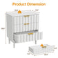 May in Color Fluted 3 Drawer Dresser Set of 2, Wood Closet Organizer for Bedroom, Living Room, Entryway, White