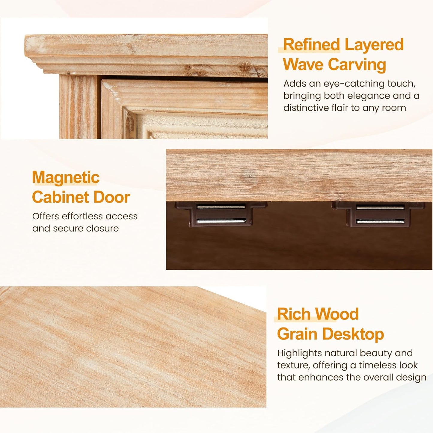 May in Color 2-Door Storage Cabinet, Accent Buffet Sideboard Cabinet, for Hallway, Dining Room, Living Room, Entryway, Natural