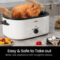Sunvivi Roaster Oven with Self-Basting Lid, 22qt Electric Roaster with Removable Pan & Rack, Turkey Roaster Oven with Defrost & Warm Function, Stainless Steel, White