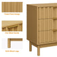 Heynemo Fluted 3 Drawer Dresser Set of 2, Wood Closet Organizer for Bedroom, Living Room, Entryway, Natural Wood Tone