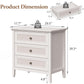 RoyalCraft White Dresser for Bedroom, Boho Tall Dresser with 3 Rattan Decorated Drawers, Modern Wood Chest of Drawers for Closet, Living Room, Hallway, Entryway