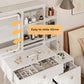 Heynemo Vanity with Mirror and Lights, Makeup Table with 3 Color Touch Light, Vanity Desk with Drawers & Hidden Shelves for Bedroom, White (Stool Not Included)