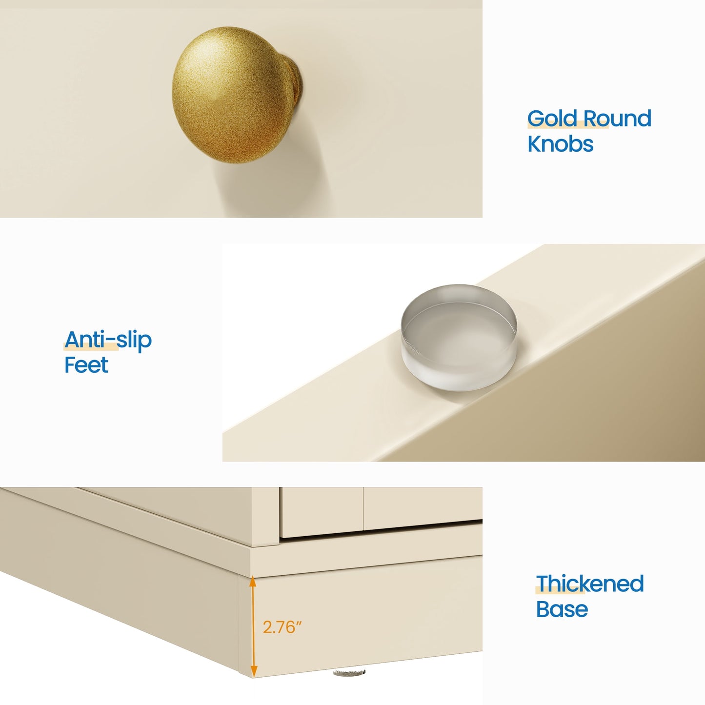 May in Color Dresser for Bedroom with 7 Drawers, Wood Drawer Organizer for Bedroom, Living Room, Hallway, Beige