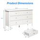 May in Color Fluted 6 Drawer Dresser, Wide Modern Chest of Drawers, Large Wood Storage Cabinet Organizer for Bedroom, Living Room, Hallway, Entryway, White