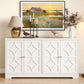 Heynemo 56'' Modern Kitchen Buffet Table with 4 Doors and Adjustable Shelves, Sideboard Buffet Cabinet with Storage, Wood Credenza Accent Coffee Bar Cabinet for Entryway, Living Room,Matte White