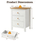 May in Color Tall 3 Drawer Nightstand, Modern Bedside Table with Solid Wood Knobs, Wood Side Table for Bedroom, Living Room, White
