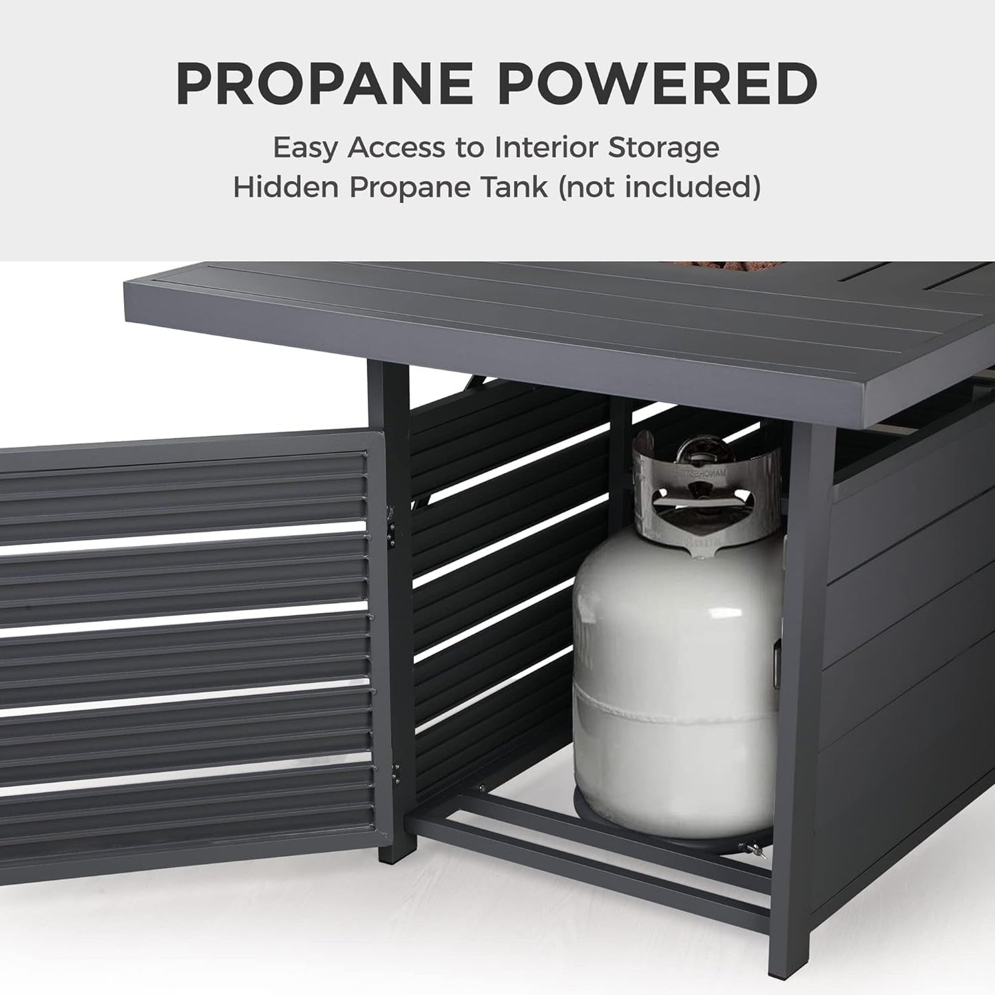 Superjoe Fire Pit Table, 54.3 inch., 50000 BTU Propane Gas Outdoor Fire Table Lava Rock