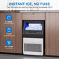 Commercial Cube Ice Maker Machine: 88-110 lbs/24H, 8-15 Minutes Fast Ice Production, Large Ice Maker with Dual Water Supply, Energy-Efficient for Home, Bar & Restaurant, Sliver
