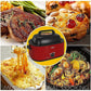 Sunvivi 26QT Electric Turkey Roaster Oven with Visible Glass Lid,Removable Pan & Rack, Stainless Steel,Red