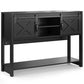 RoyalCraft Farmhouse Fireplace TV Stand for 65+ Inch TV, Entertainment Center with 23" Electric Fireplace with Remote, Modern Rustic TV Console with Sliding Bar Door for Living Room, Black
