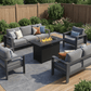 Heynemo 3 Seats Patio Aluminum Sofa Furniture, Metal Outdoor Couch with Cushions, Dark Grey