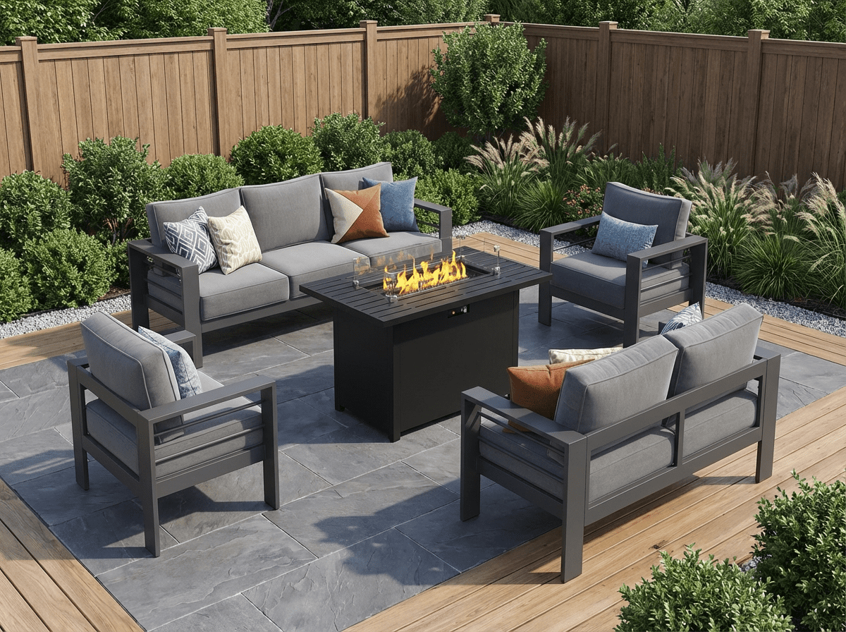 Heynemo 3 Seats Patio Aluminum Sofa Furniture, Metal Outdoor Couch with Cushions, Dark Grey