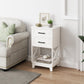 May in Color Tall Nightstand, Side Table with 2 Drawers and Open Shelf Below, for Bedroom, Living Room, Home Office, White