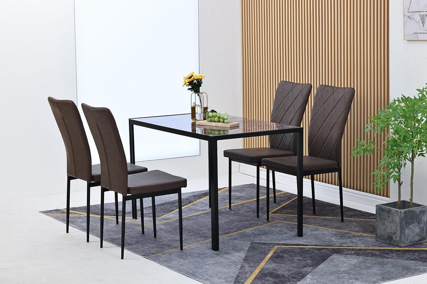 RoyalCraft Upholstered Dinning Chairs Set of 4, PU Cushion Mid-Century Accent Chairs,Kitchen Side Chair with Waterproof Surface and Iron Legs for Dining Room,Kitchen