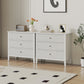 May in Color Large Fluted 3-Drawer Dresser, Wide Chest of Drawers, Modern Wood Dresser with Spacious Storage, White