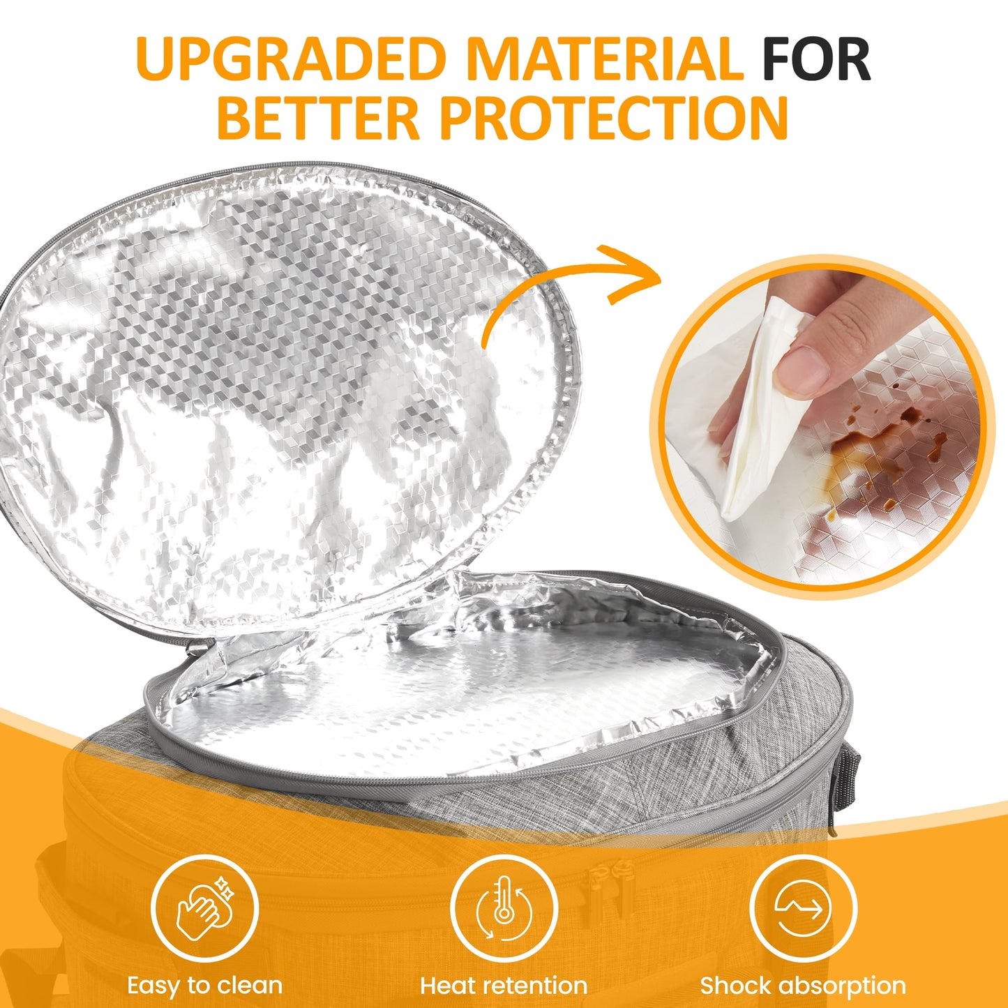 Large Capacity Insulated Slow Cooker Bag for 6-8QT, Portable Carrying Case with Transparent Window, Storage Pockets & Adjustable Straps for Outdoor Events, Family Gatherings & Potlucks