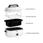 24 Quart Electric Roaster Oven Stainless Steel Roaster Pan With Self-Basting Lid Removable Insert Pot, White