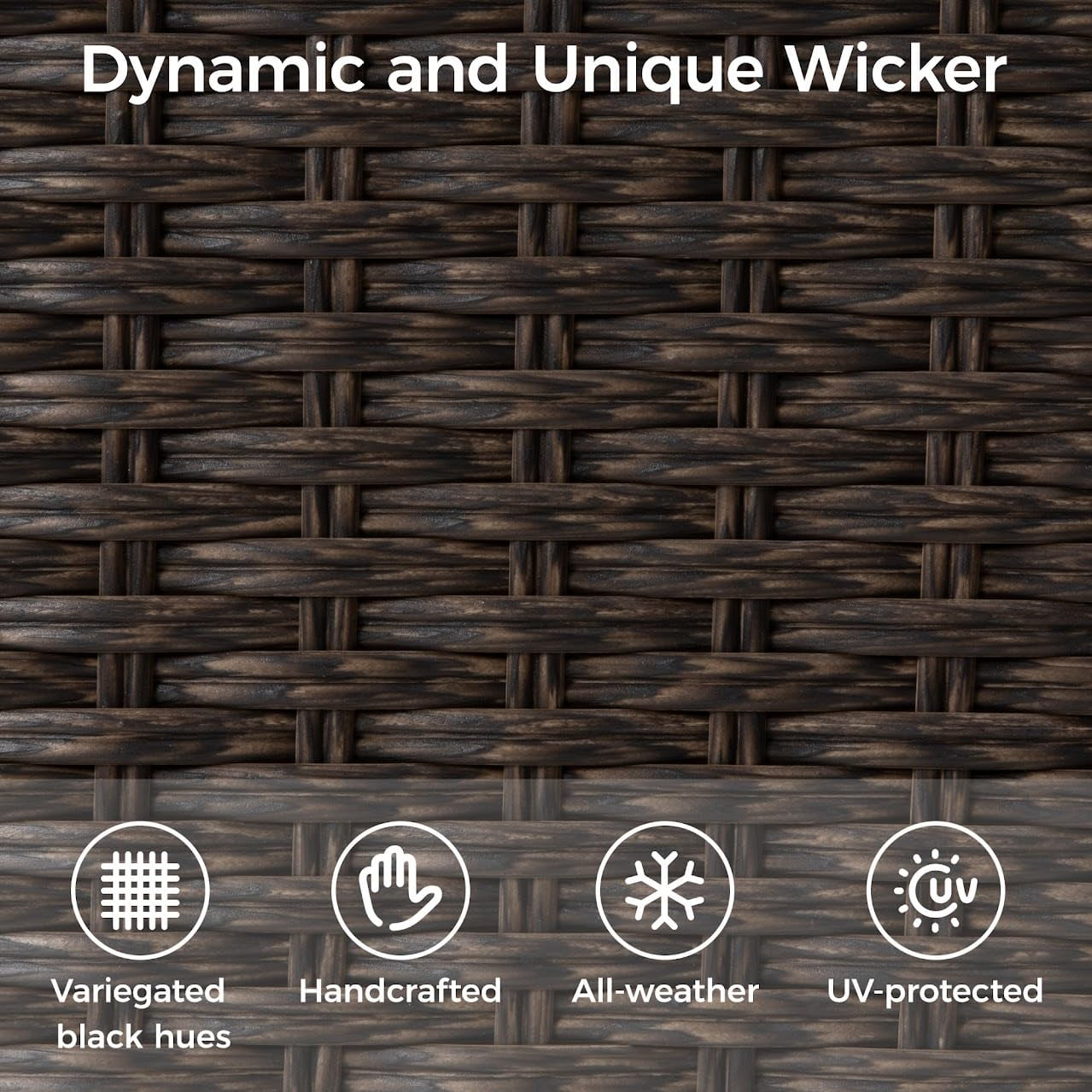 RoyalCraft Outdoor Patio Furniture Set, 4 Piece Outdoor Rattan Sofa Set, All Weather Wicker Conversation Set with Fire Pit Table for Porch Backyard Garden, Khaki