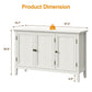 May in Color 3-Door Buffet Cabinet with Storage, Bohemian Sideboard with Adjustable Shelves, Wood Credenza Cabinet, Console Table for Bedroom, Living Room, Dining Room, Hallway, Grayish-White