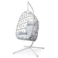 Heynemo Hanging Egg Chair with Stand, Outdoor Patio Wicker Hanging Egg Chair, Egg Swing Chair with Stand 350lbs Capacity for Garden, Balcony, Bedroom, Beige & Gray