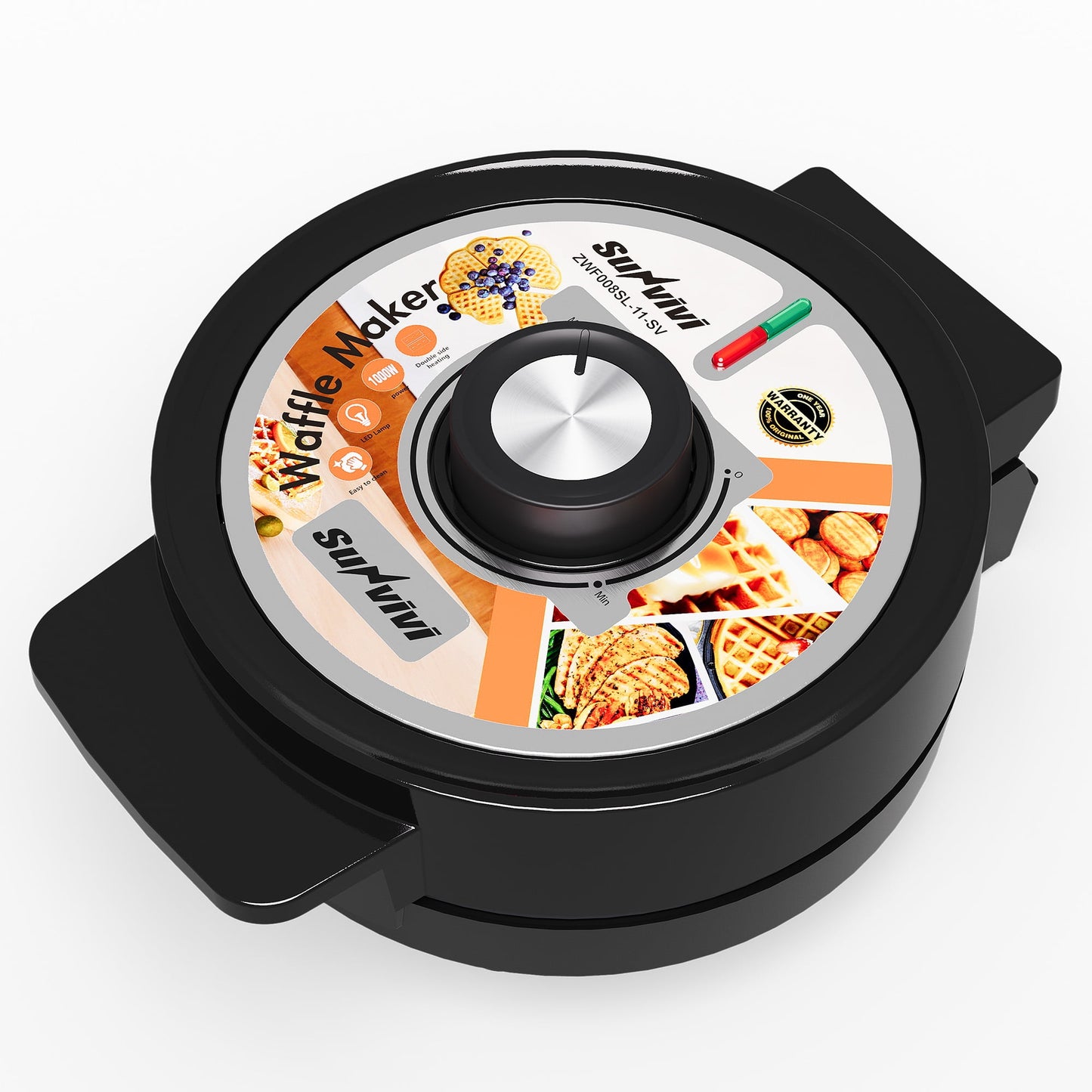 Sunvivi 5 Heart-Shaped Waffle Maker with Adjustable Temp