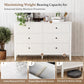 White 6 Drawer Dresser 47" Wide, Modern Wood Chest of Drawers, Double Silent Slide Drawers Storage Organizer Cabinet for Bedroom, Nursery, Living Room, Hallway