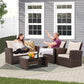 All-Weather Outdoor Patio Furniture Set - 4-Piece Wicker Rattan Sectional Conversation Set with Table and Cushions, Gray