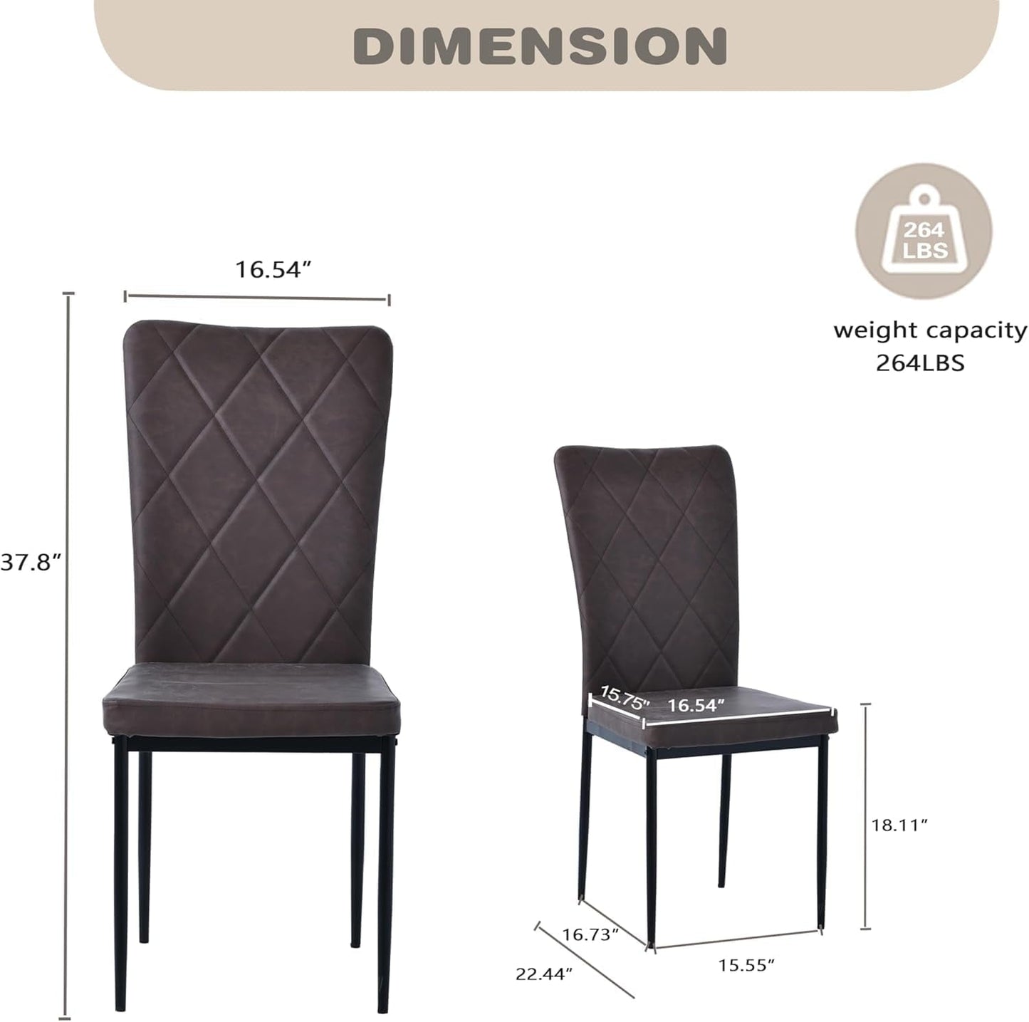RoyalCraft Upholstered Dinning Chairs Set of 4, PU Cushion Mid-Century Accent Chairs,Kitchen Side Chair with Waterproof Surface and Iron Legs for Dining Room,Kitchen