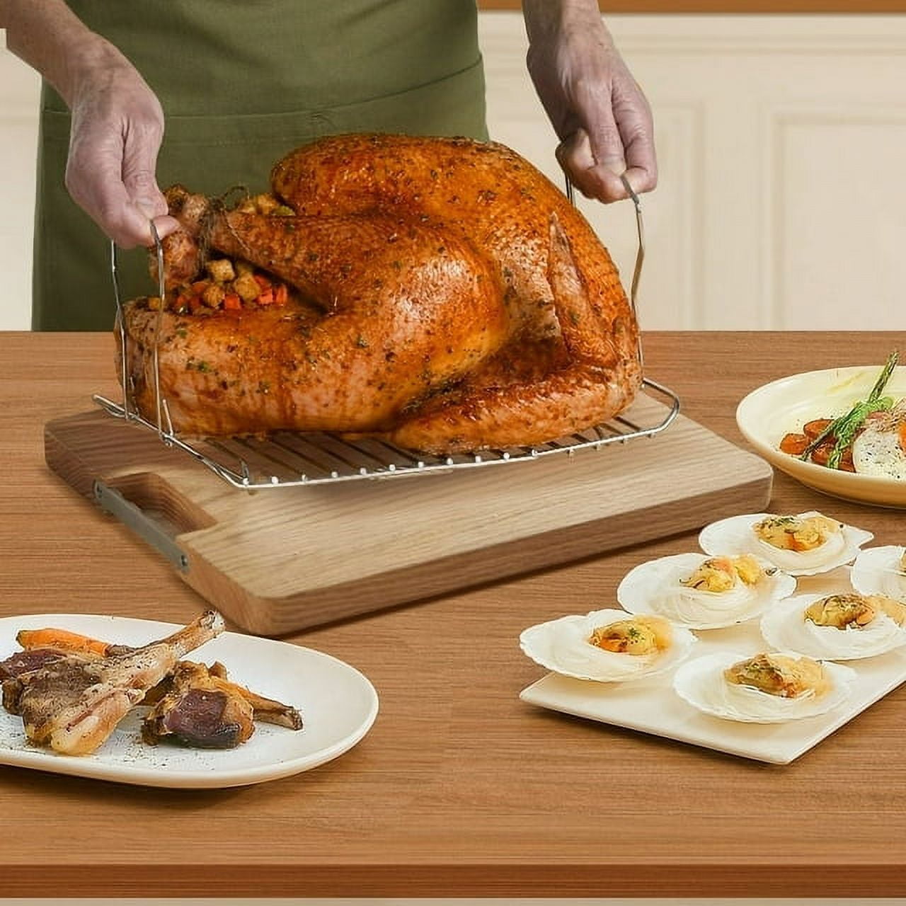24 Quart Electric Roaster Oven, Stainless Steel Buffet Turkey Roaster Oven with Self-Basting Lid Removable Pan, Red