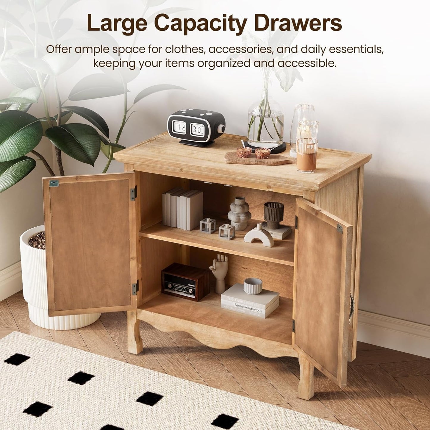 RoyalCraft 2-Door Storage Cabinet, Accent Buffet Server Cabinet, Kitchen Sideboard Cabinet, Wood Cabinet Organizer for Hallway, Dining Room, Living Room, Entryway
