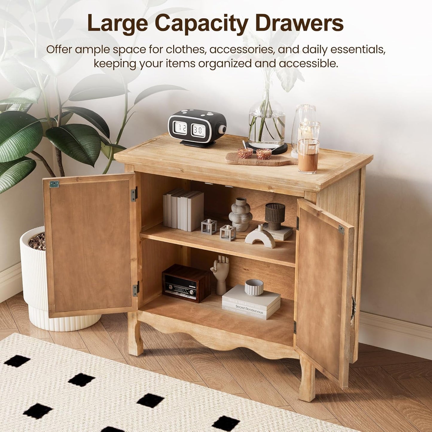 May in Color 2-Door Storage Cabinet, Accent Buffet Sideboard Cabinet, for Hallway, Dining Room, Living Room, Entryway, Natural