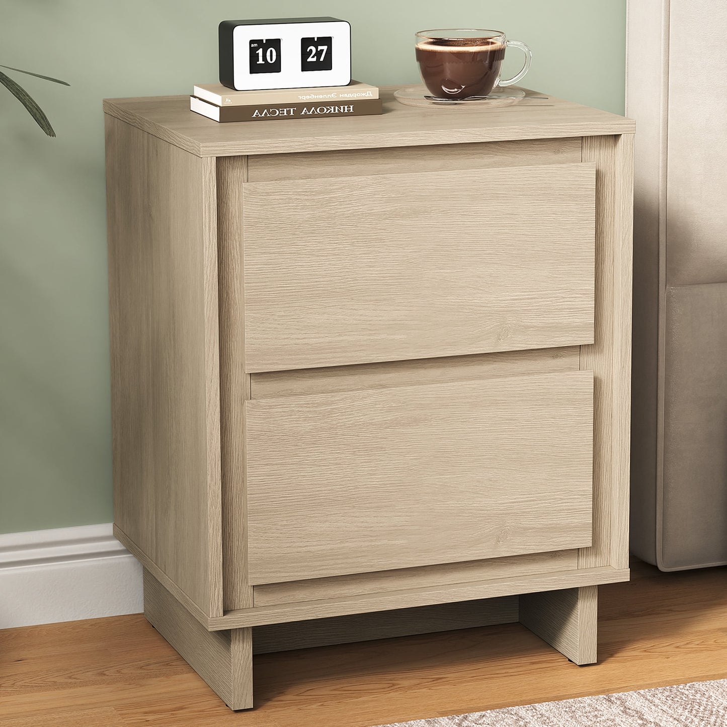 Heynemo 2-Drawer Dresser, Modern Wood Design with Clean Edges, Versatile Storage for Bedroom, Living Room, Office, and Entryway, Beige