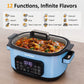 Heynemo 6.5QT Digital Multi Cooker, 12-in-1 Slow Cooker & Roaster with Timer, Temp Control, Delay Start, Nonstick Pot, Blue