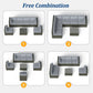 Royalcraft 7 Pieces Patio Conversation Sets, All-Weather PE Grey Wicker Outdoor Rattan Sectional Sofa, Patio Sofa Couch with Table and Grey Cushions