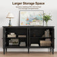 May in Color Buffet Sideboard Table Set of 2, 59'' Mid Century Modern Console Table, Media Cabinet with 4 Doors, Accent Cabinet Wood Sideboard, for Entryway, Living Room, Dining Room, Black
