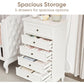 Superjoe White Dresser for Bedroom, Modern 5 Drawer Dresser, Wood Rustic Tall Chset of Drawers, Storage Dressers Organizer for Bedroom,Hallway