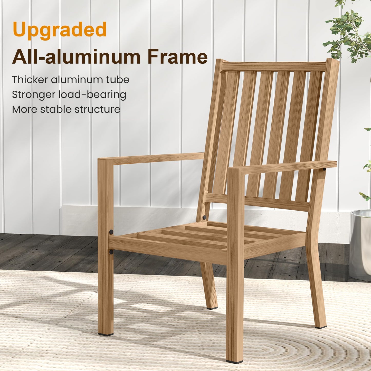 May in Color Aluminum 7 Pieces Patio Dining Sets, Outdoor Dining Table with 6 Chairs, Outdoor Patio Dining Furniture Set with Removable Cushion for Lawn, Garden, Backyard, Brown