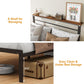 Royalcraft Bed Frame: Industrial Platform Bed w/ Wood Headboard, Storage Shelves, LED lights, and Steel Slats, No Box Spring Needed, Easy Assembly