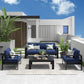 May in Color Outdoor Couch Aluminum Patio Furniture Sofa, 3-Seat All-Weather Metal Outdoor Patio Furniture with Cushions,Deep Blue